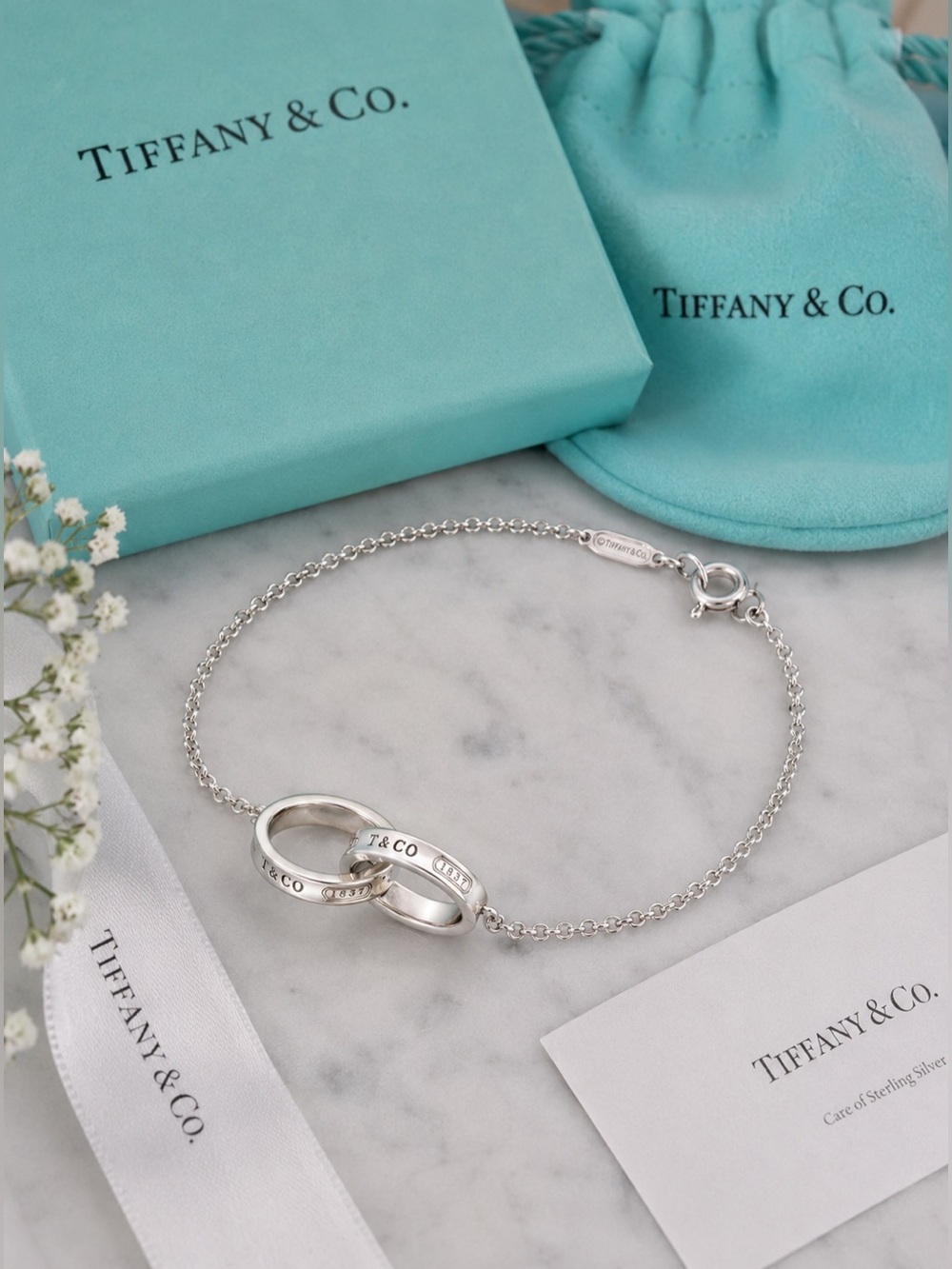 Authenticated Tiffany & Co 1837 Interlocking Circles Bracelet Sterling Silver 6”